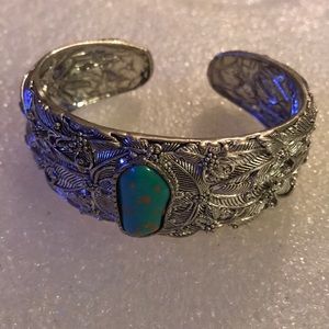 Copper turquoise cuff